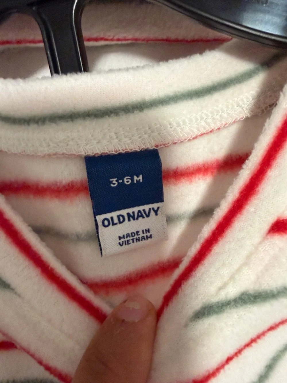 Carter's Cream Pajama Set with Red & Green Stripes holiday 3-6months